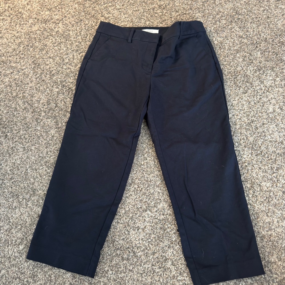 Loft Curvy Fit Ankle Pants 10P Navy Blue Cropped Trousers Stretch Career Casual